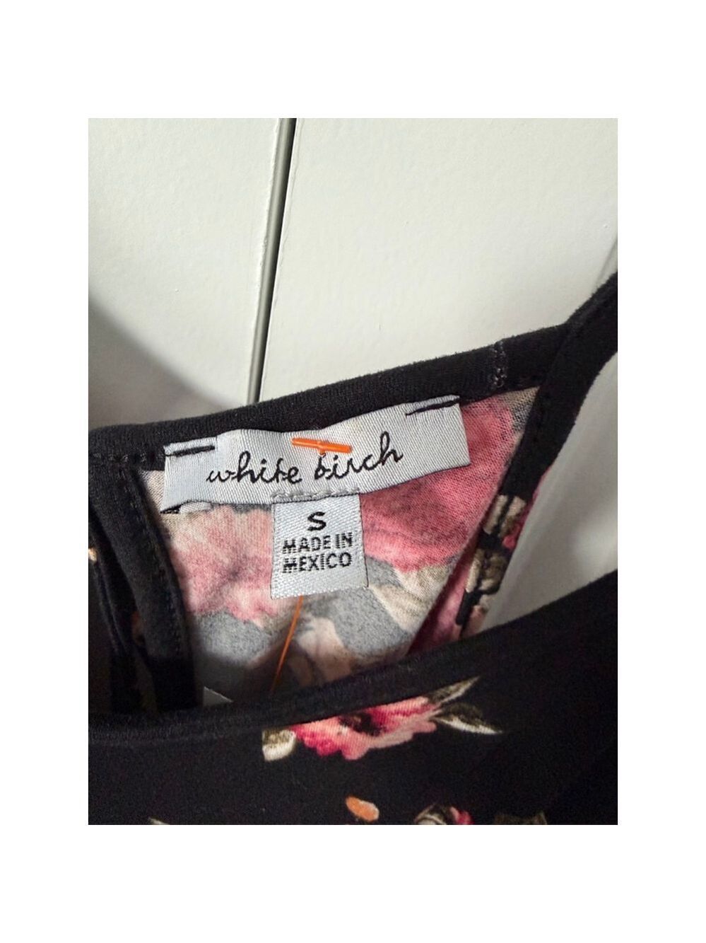 White Birch Black Pink Floral Romper S - Picture 3 of 5